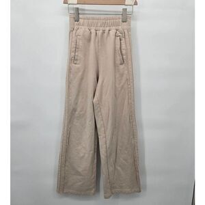 Lit Activewear Sweatpants Size Small Wide Leg Beige Comfort Raw Edge Detail
